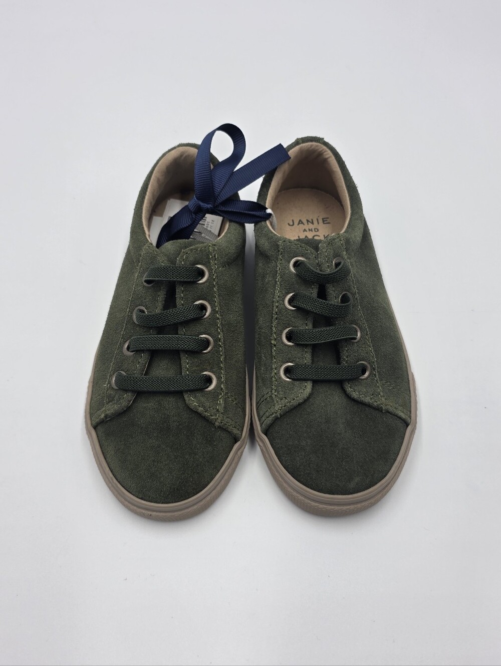 NEW Janie and Jack boys' olive green suede sneakers size 10